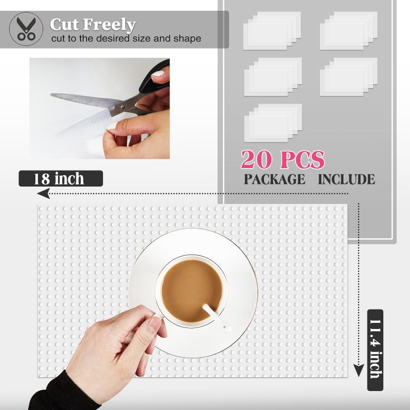 Daixers 20Pcs Refrigerator Liners, Washable Fridge Liner Shelf Mats Refrigerator Pads for Cupboard Cabinet Drawer Home Kitchen Accessories Organization (Clear) - Image 2