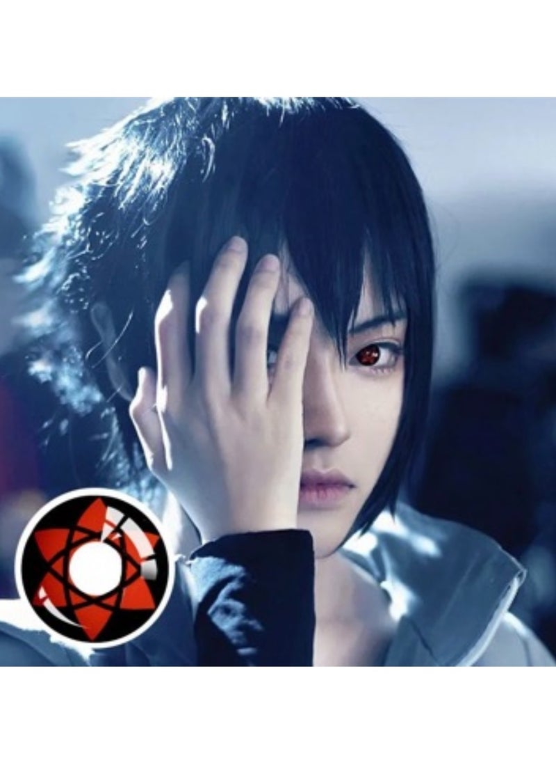 Unibling - Uchiha Sasuke Sharingan Naruto Yearly Colored Contact Lenses, Unisex Cosmetic Contact Lenses, Enlargement Collection, Cosplay, With Case - Image 1