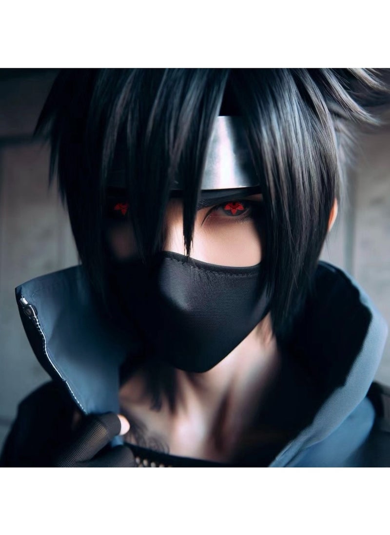Unibling - Uchiha Sasuke Sharingan Naruto Yearly Colored Contact Lenses, Unisex Cosmetic Contact Lenses, Enlargement Collection, Cosplay, With Case - Image 1