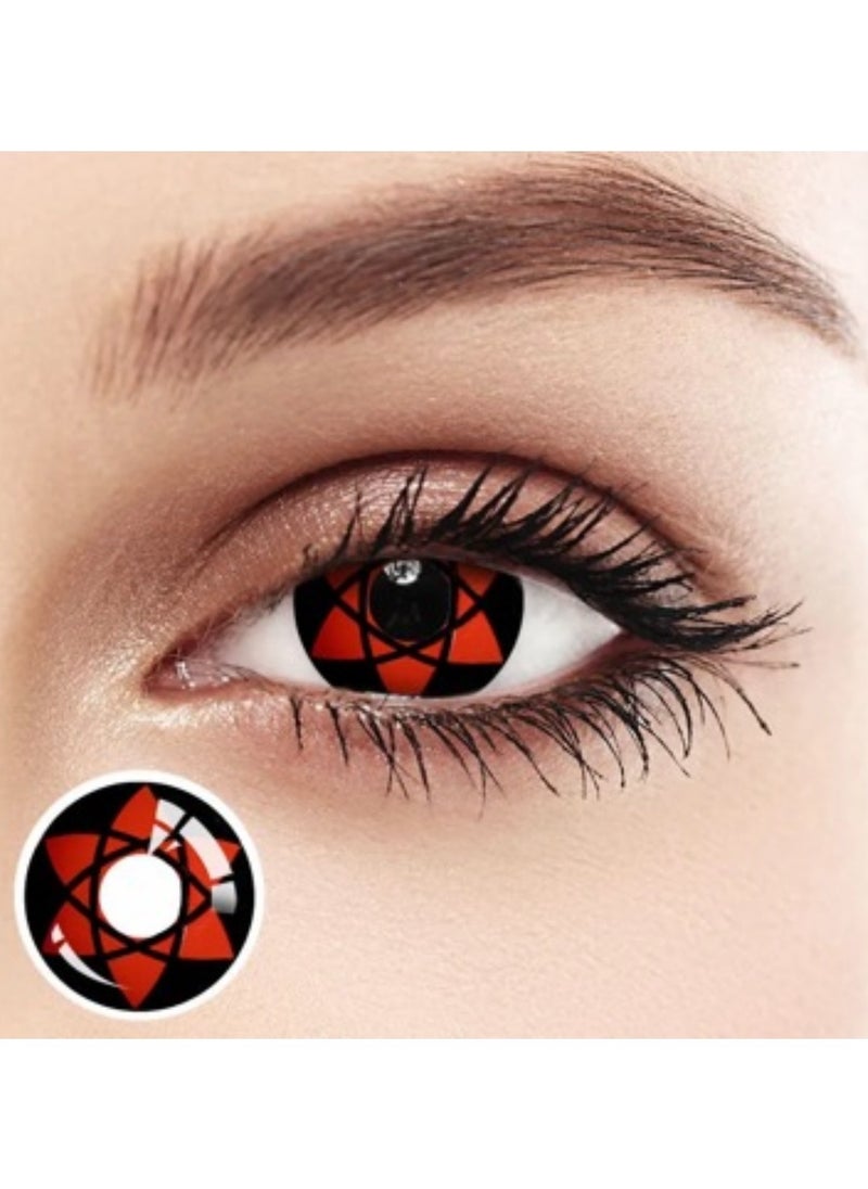 Unibling - Uchiha Sasuke Sharingan Naruto Yearly Colored Contact Lenses, Unisex Cosmetic Contact Lenses, Enlargement Collection, Cosplay, With Case - Image 1