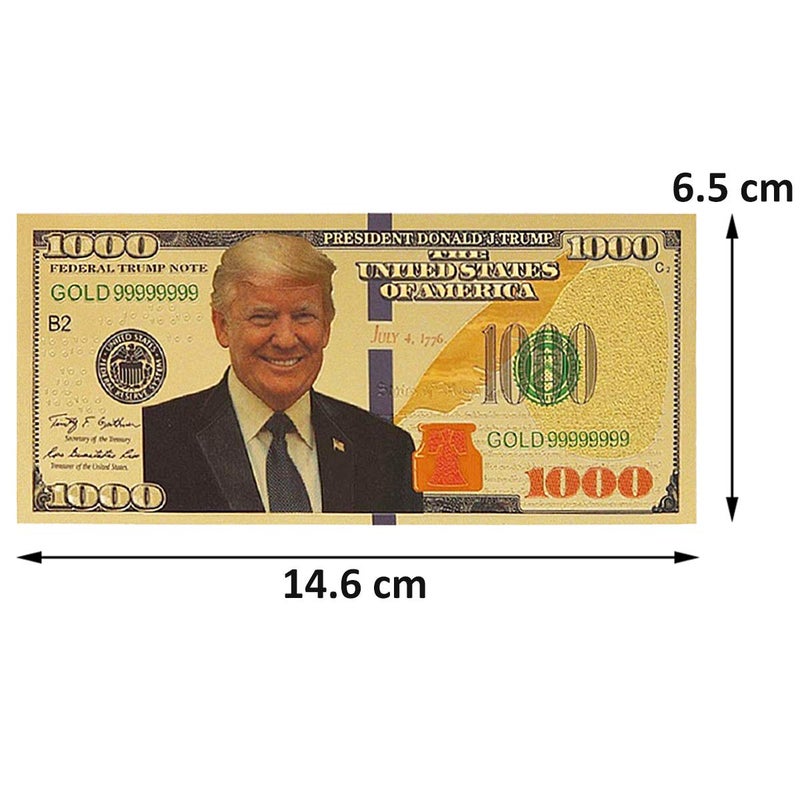PartyYeah 1000 Dollar 2025 USA President Bill Banknote, One Thousand 24k Gold Coated USA President Legacy Limited Edition Million Dollar Bill Great Gift for Currency Collectors and Republican (50) - Image 2