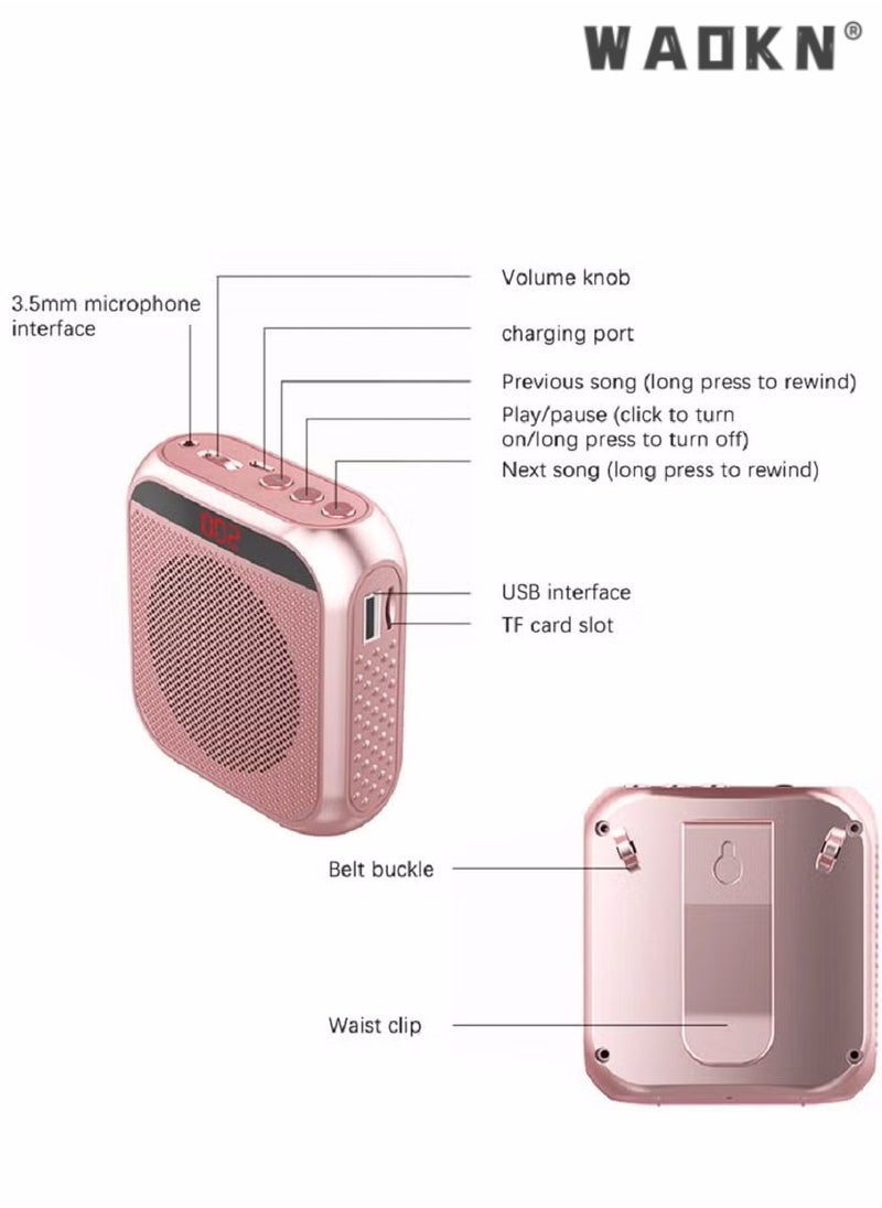 WAOKN Voice Amplifier with Wired Microphone Headset, Portable Rechargeable PA System Speaker Personal Microphone Speech Amplifier, Loudspeaker for Teachers, Tour Guides/Coaches Metting/Yoga/Fitness (Gold)  - Image 5