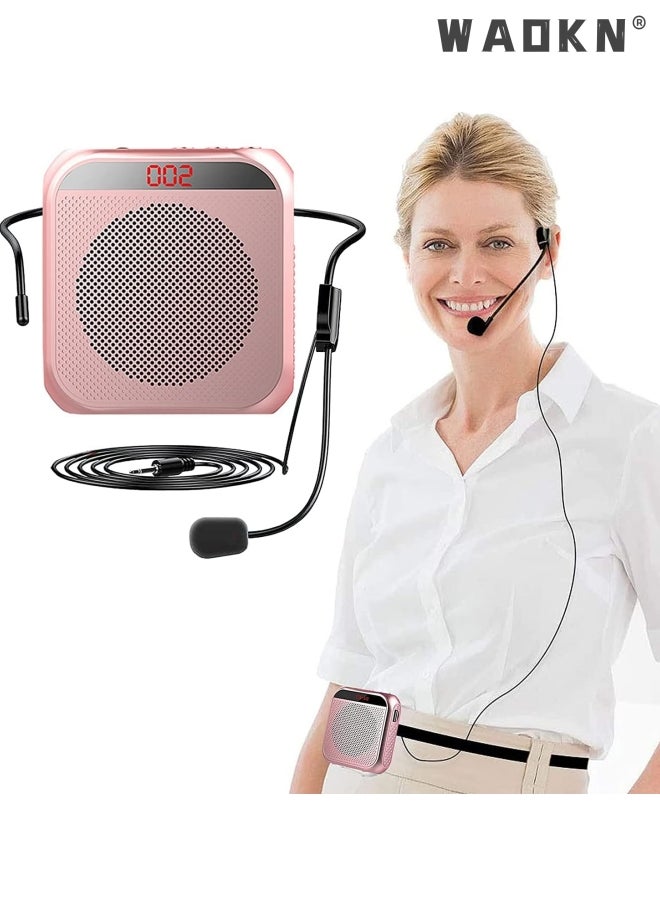 WAOKN Voice Amplifier with Wired Microphone Headset, Portable Rechargeable PA System Speaker Personal Microphone Speech Amplifier, Loudspeaker for Teachers, Tour Guides/Coaches Metting/Yoga/Fitness (Gold)  - Image 1