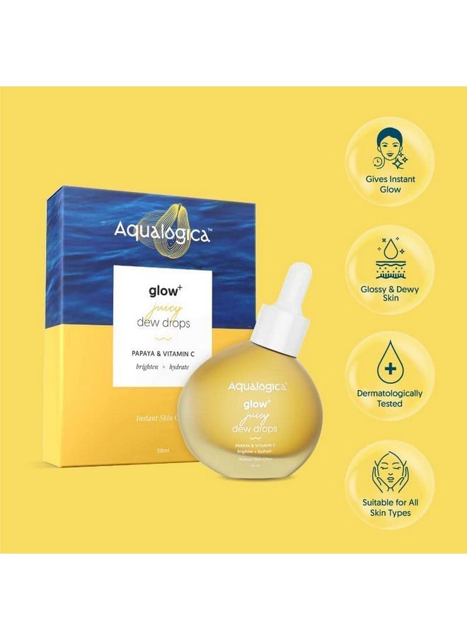 Aqualogica - Glow+ Juicy Dew Drops Illuminating Serum For Instant Glow For Men & Women - With Papaya & Vitamin C -For Glowing, Oily & Dry Skin 30Ml - Image 1