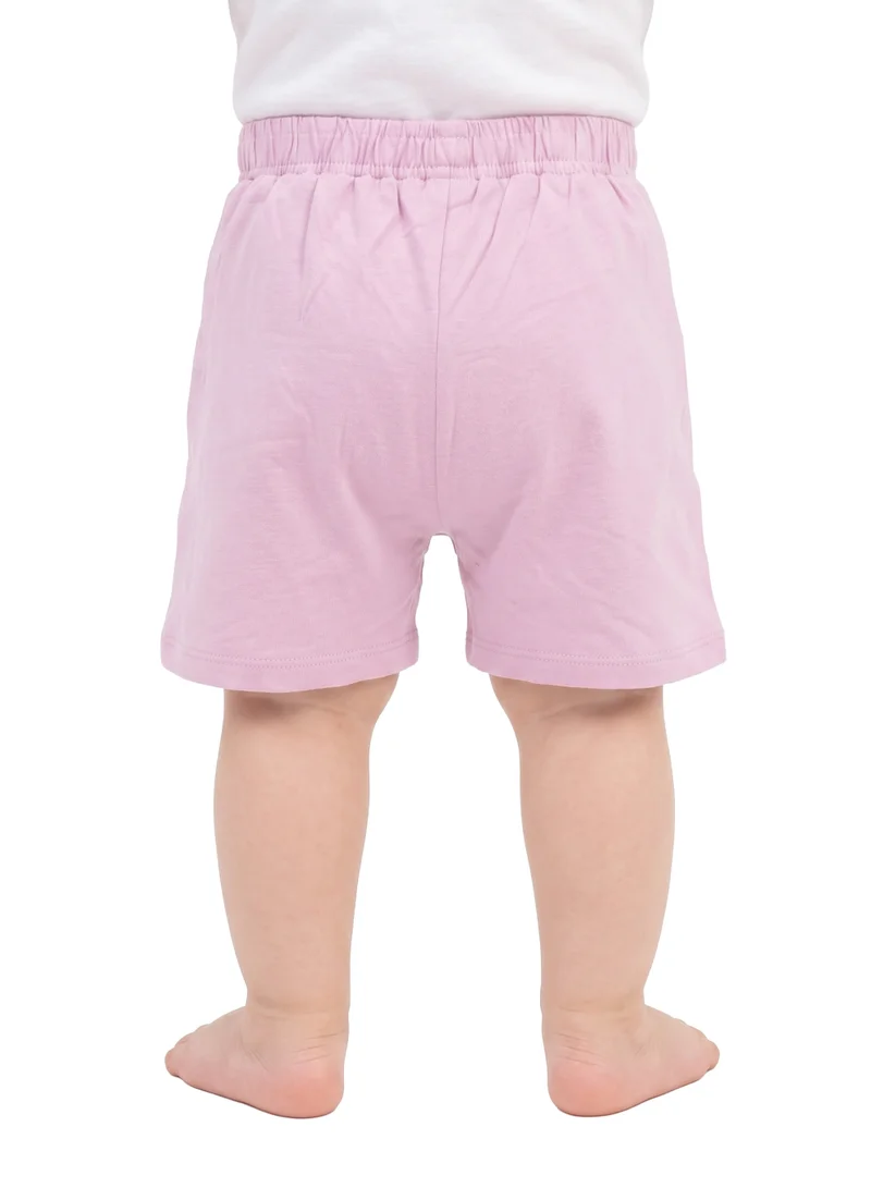 AIKO Infant Girls Bio-Wash Cotton Interlock Shorts – Happy Day Peach Print