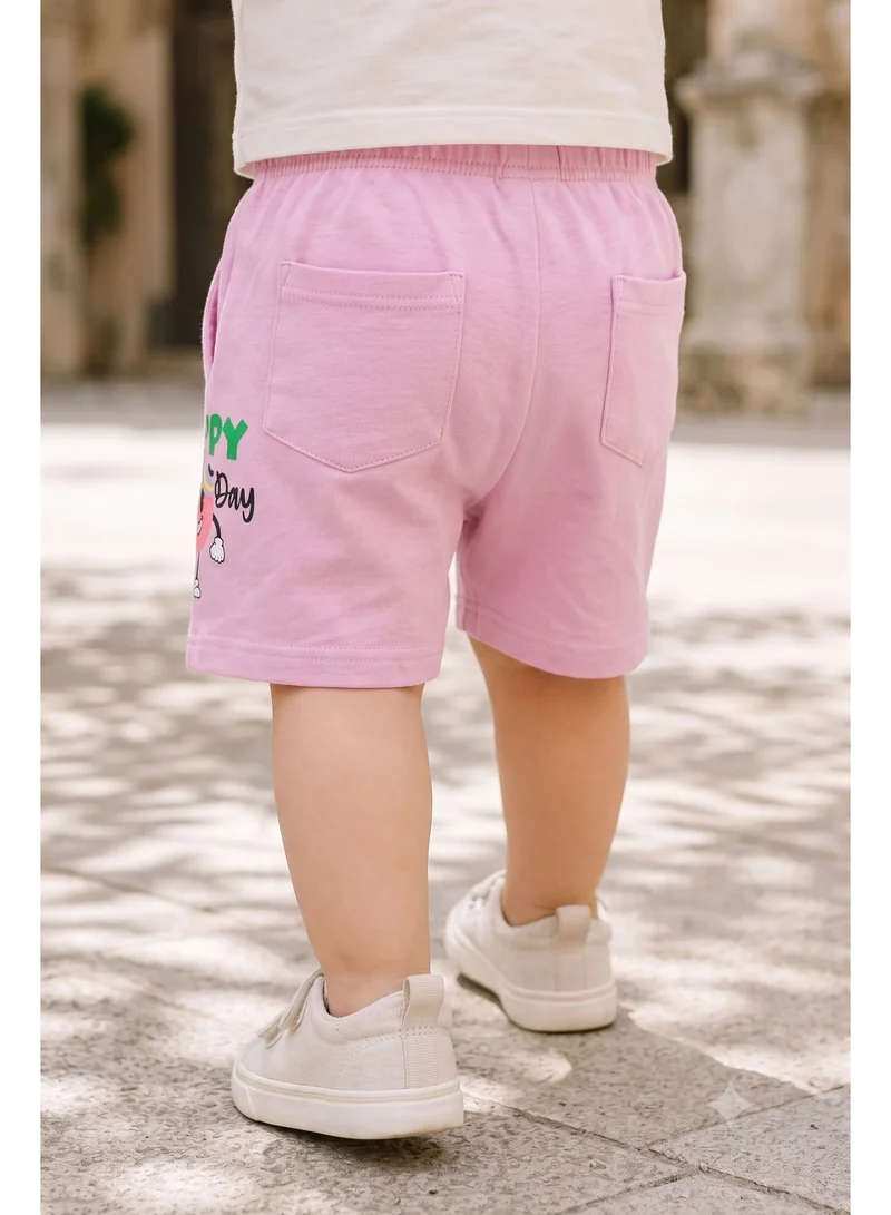 ايكو Infant Girls Bio-Wash Cotton Interlock Shorts – Happy Day Peach Print