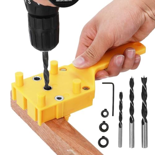 Serplex® 8Pcs Hole Drilling Locator Tool Set Includes 3 Dril Bits, Drilling Bushings Self Centering Doweling Jig Hole Drilling Locator Tool with Handle Multi Hole Drilling Locator Tool for Wooden Work - Image 1