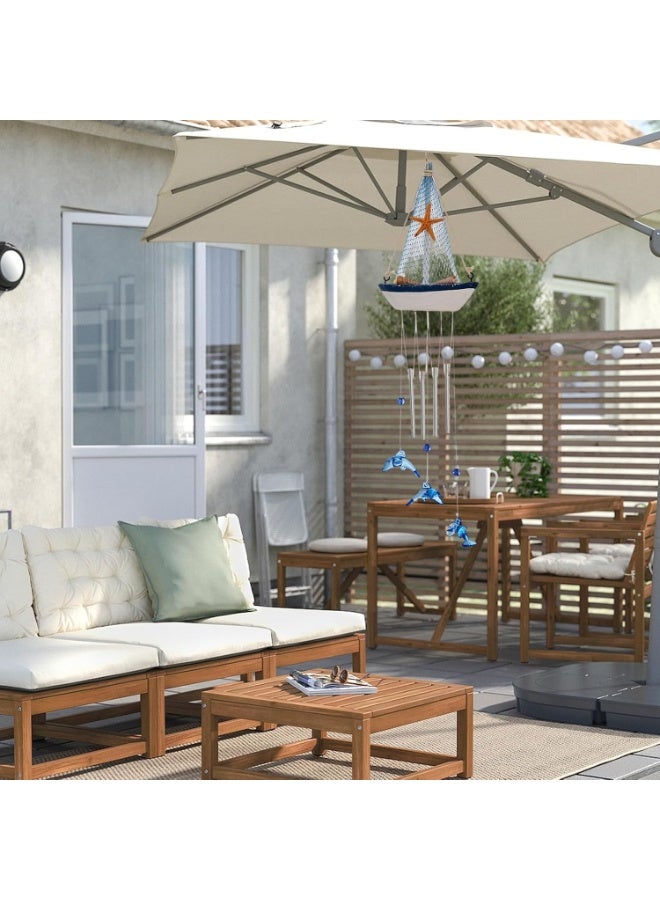 Relex Mediterranean Sailboat Wind Chime, Handcrafted Nautical Decor with Floating Ship Design, Seaside Themed Outdoor Garden Chime - Image 5