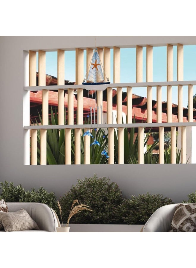 Relex Mediterranean Sailboat Wind Chime, Handcrafted Nautical Decor with Floating Ship Design, Seaside Themed Outdoor Garden Chime - Image 3