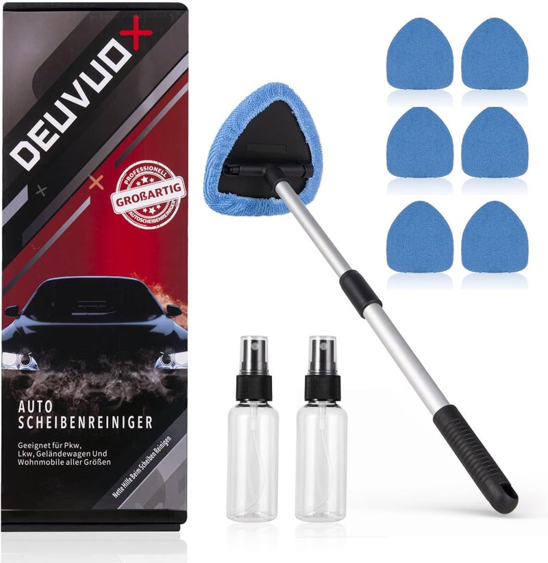 DEUVUO Car Windscreen Cleaner with Extendable Handle and Microfiber Pads - Image 1