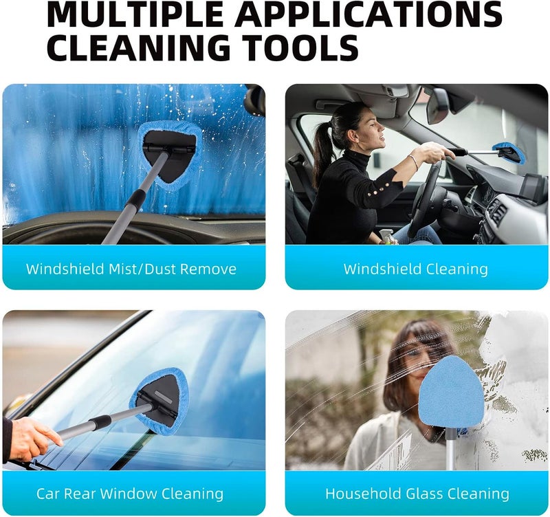 DEUVUO Car Windscreen Cleaner with Extendable Handle and Microfiber Pads - Image 3