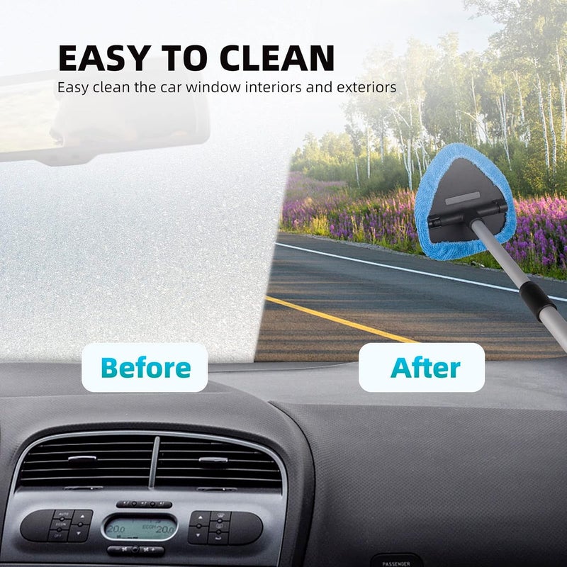 DEUVUO Car Windscreen Cleaner with Extendable Handle and Microfiber Pads - Image 2