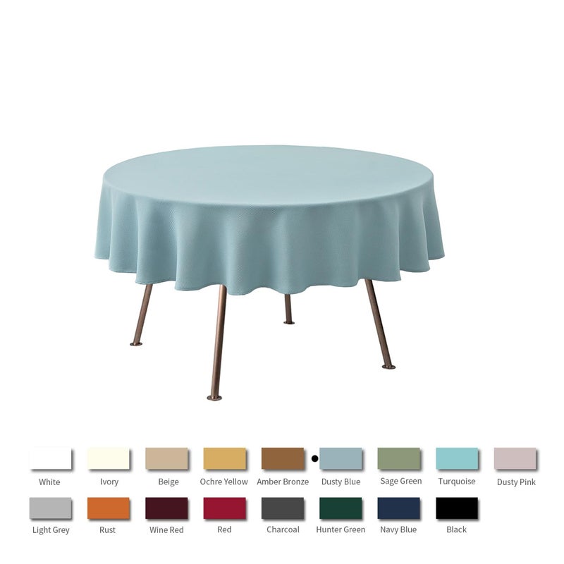 maxmill Round Textured Tablecloth Spill-Proof Wrinkle Free Soft Jacquard Table Cloth for Circular Table Cover  for Dining Room Buffet Banquet Parties Holiday Dinner  70 Inch Dusty Blue - Image 3