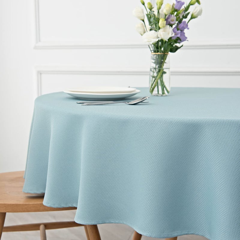 maxmill Round Textured Tablecloth Spill-Proof Wrinkle Free Soft Jacquard Table Cloth for Circular Table Cover  for Dining Room Buffet Banquet Parties Holiday Dinner  70 Inch Dusty Blue - Image 4
