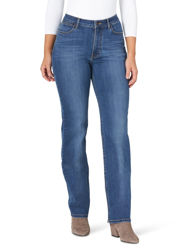 Wrangler Womens High Rise True Straight Fit Jeans  Hudson  18-30 US - Image 1