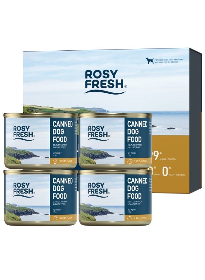 ROSY FRESH Canned Dog Food, Complete Nutrition for All Life Stages, Chicken Flavor, 170g*4 - Image 1