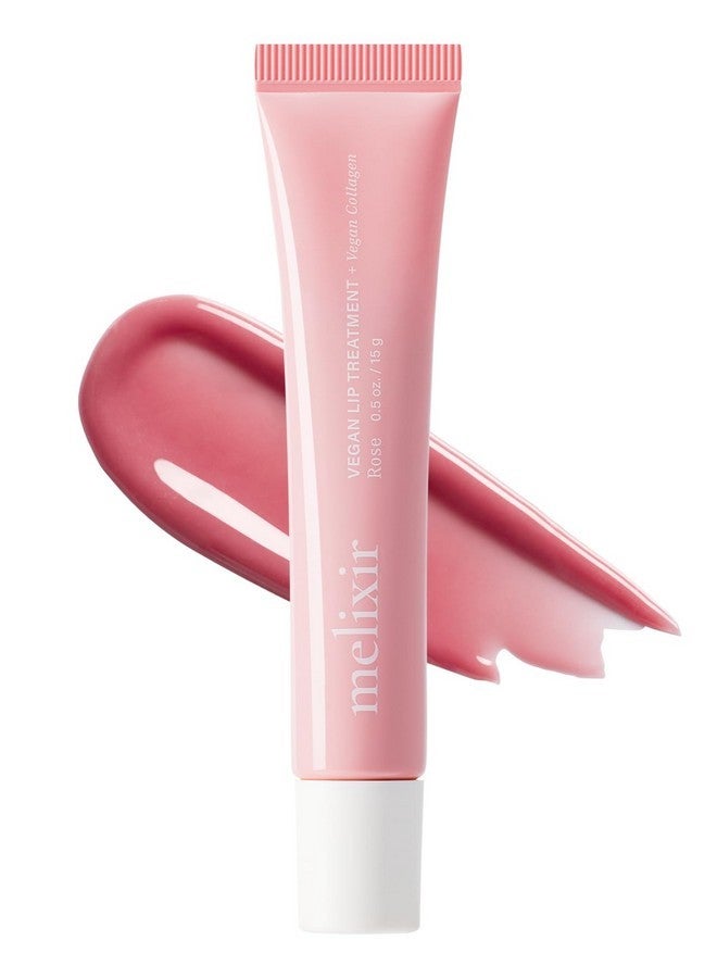 Melixir Vegan Lip Treatment, Sheer Tinted Lip Balm for Instant Hydration & Shine, Moisturizing Lip Gloss, Infused with Vegan Collagen & Jojoba Oil, Cruelty-Free, Korean Skincare-2 Rose(0.5oz) - Image 1
