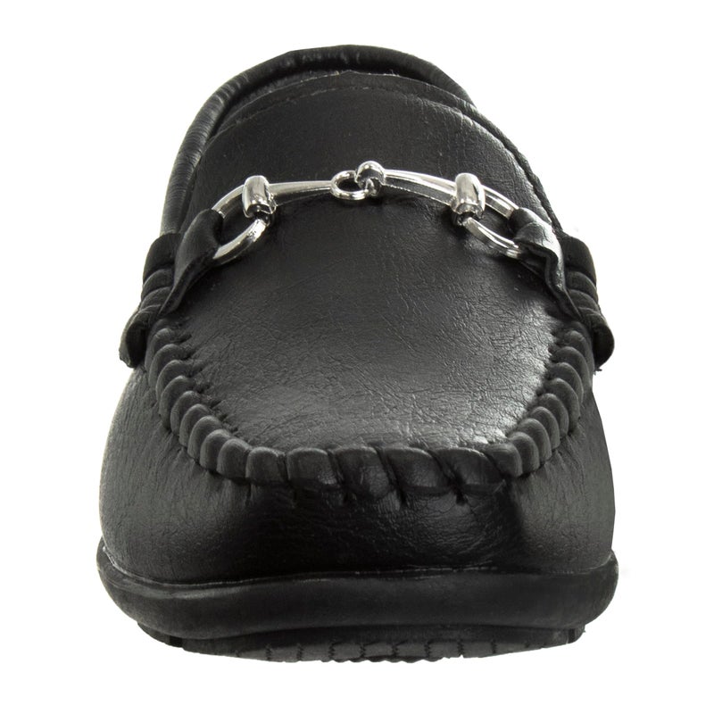 Josmo Boys Moccasin Driving Loafers - Casual Dress Penny Slip On Boat Shoes - Black (6 Toddler) - Image 3