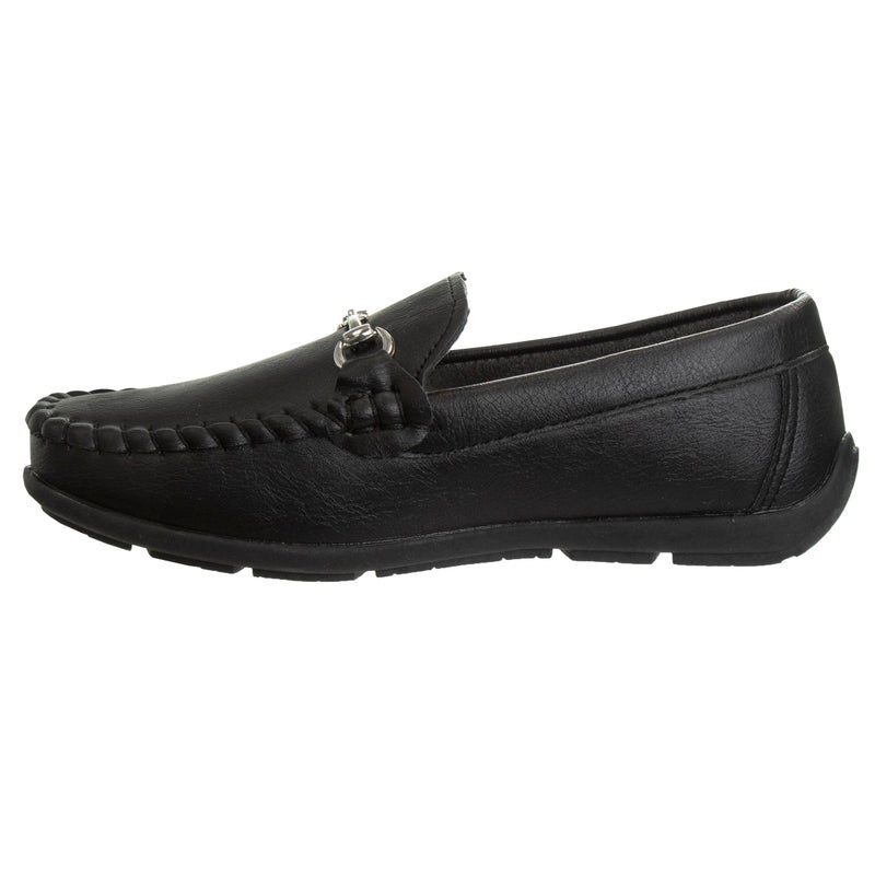 Josmo Boys Moccasin Driving Loafers - Casual Dress Penny Slip On Boat Shoes - Black (6 Toddler) - Image 2