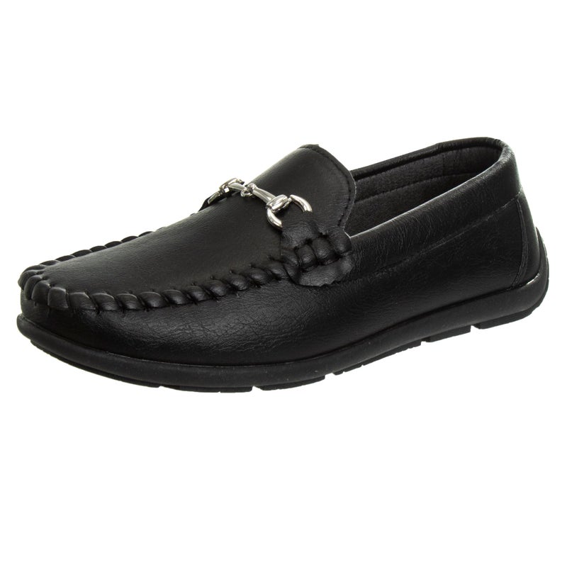 Josmo Boys Moccasin Driving Loafers - Casual Dress Penny Slip On Boat Shoes - Black (6 Toddler) - Image 1