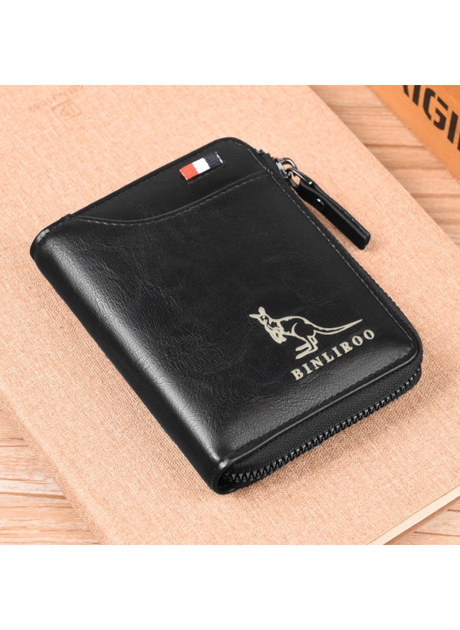 Generic - Benli Kangaroo 2003 Coin Purse Multi-card Slot Card Holder Anti-theft Brush Wallet Leather Material Cpact Size-Color:2003 Black - Image 1