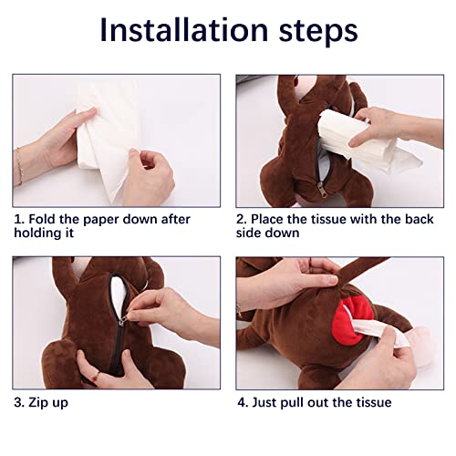 FQQWEE Cartoon Monkey Tissue Holder for Car Creative Plush Car Tissue Box Holder Napkin Box Hanging Car Tissue Box Case Tissue Cover Dispenser for Car Home Bathroom - Image 5