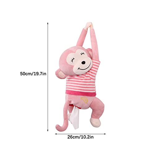 FQQWEE Cartoon Monkey Tissue Holder for Car Creative Plush Car Tissue Box Holder Napkin Box Hanging Car Tissue Box Case Tissue Cover Dispenser for Car Home Bathroom - Image 4
