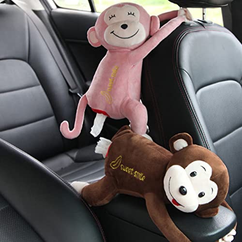 FQQWEE Cartoon Monkey Tissue Holder for Car Creative Plush Car Tissue Box Holder Napkin Box Hanging Car Tissue Box Case Tissue Cover Dispenser for Car Home Bathroom - Image 3