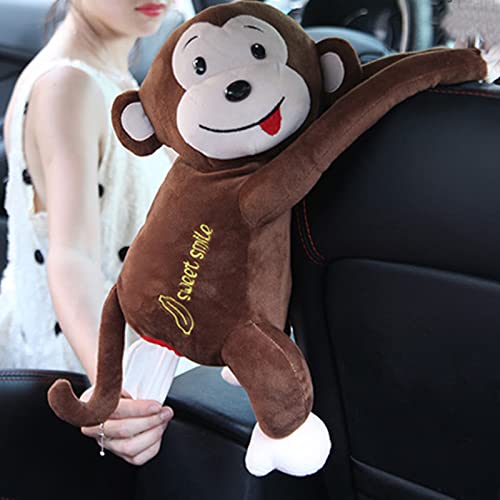 FQQWEE Cartoon Monkey Tissue Holder for Car Creative Plush Car Tissue Box Holder Napkin Box Hanging Car Tissue Box Case Tissue Cover Dispenser for Car Home Bathroom - Image 2