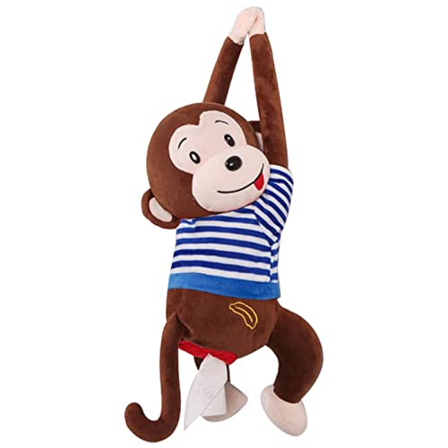 FQQWEE Cartoon Monkey Tissue Holder for Car Creative Plush Car Tissue Box Holder Napkin Box Hanging Car Tissue Box Case Tissue Cover Dispenser for Car Home Bathroom - Image 1