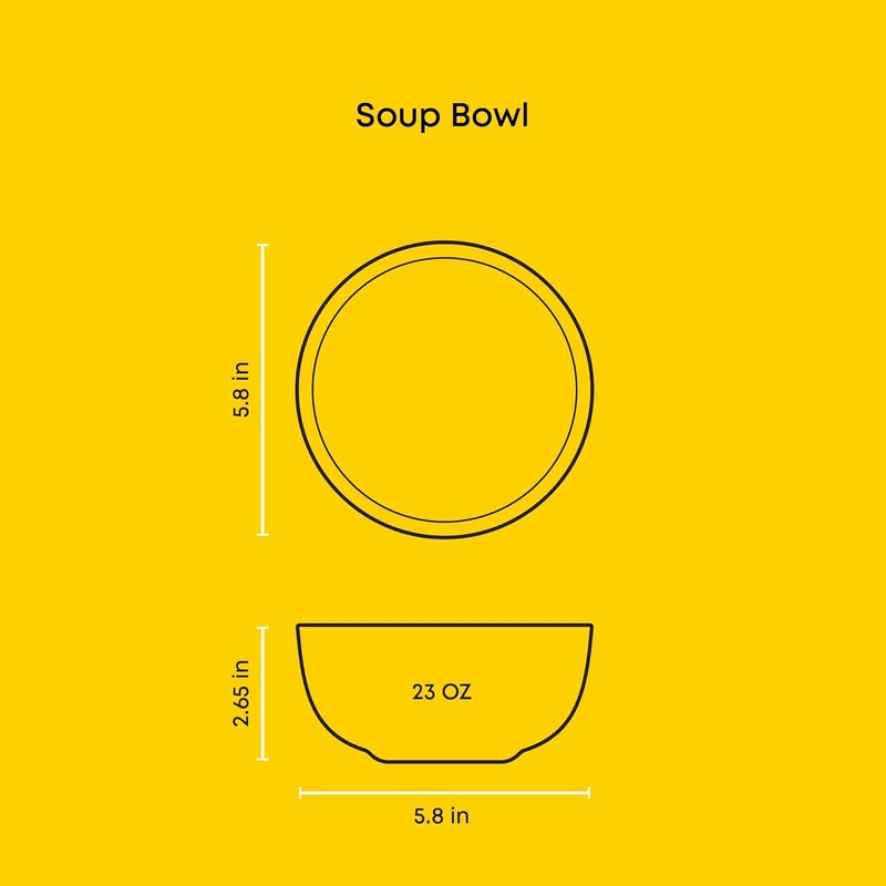 JoyJolt Mesa 23oz Stoneware Soup Bowls Dishwasher and Microwave Safe Bowls 58 Matte Beige Cereal Bowls Set of 6 Bowls for Kitchen Pasta Oatmeal Salad Ice Cream or Dessert Bowls - Image 4