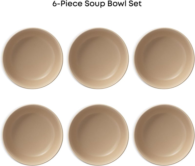 JoyJolt Mesa 23oz Stoneware Soup Bowls Dishwasher and Microwave Safe Bowls 58 Matte Beige Cereal Bowls Set of 6 Bowls for Kitchen Pasta Oatmeal Salad Ice Cream or Dessert Bowls - Image 3