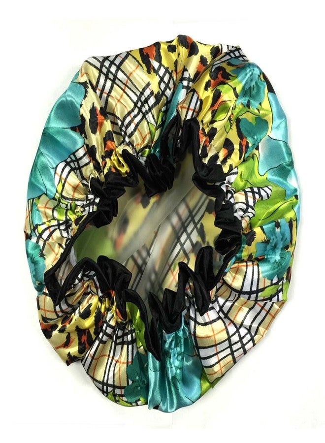 Bowbear Women's Stylish & Fun Satin Shower Caps, Plaid Floral - Image 3