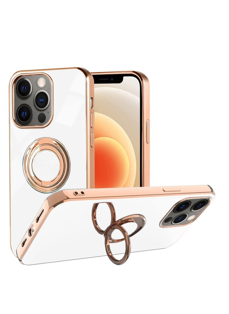 Raxoom Design for iPhone 14 Pro Case, Soft TPU Edge Plating 360 Degree Rotation Ring Holder Kickstand Protective Anti-Scratch Cover Work - Image 1