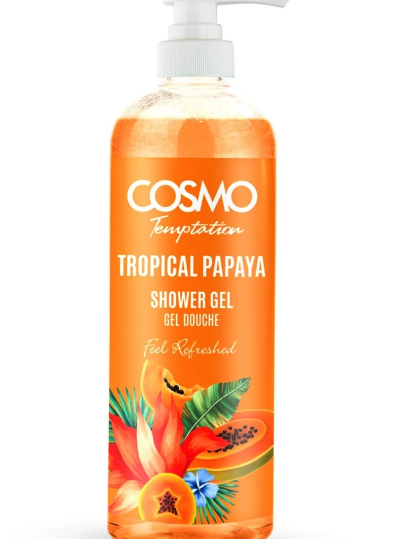 Cosmo Temptation Papaya Shower Gel for Men and Women 1000ml