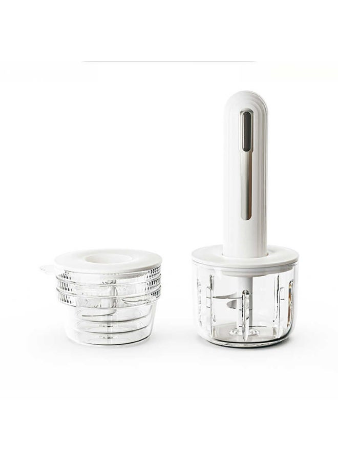 Electric Handy Stick Food Chopper Combo – Cordless Mini Chopper with 4 Bowls (1x400ml, 3x200ml), USB Rechargeable, 30W Motor, Stainless Steel – Portable Garlic, Veggie & Meat Grinder (Ivory)