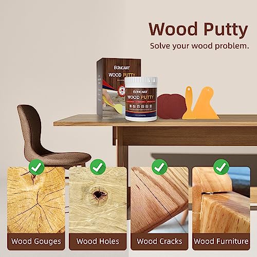 BONCART Wood Filler,Wood Putty,Wood Filler Paintable,Wood Repair Putty Stainable,9.87 Ounce White wood filler,Wood furniture repair kit,Quickly repair any broken and defective wooden furniture - Image 4