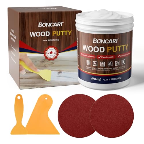 BONCART Wood Filler,Wood Putty,Wood Filler Paintable,Wood Repair Putty Stainable,9.87 Ounce White wood filler,Wood furniture repair kit,Quickly repair any broken and defective wooden furniture - Image 1