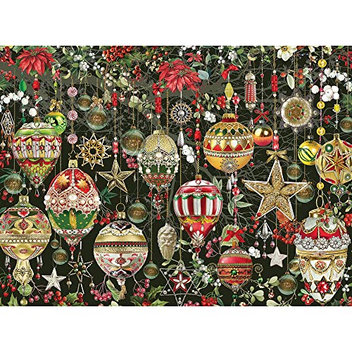 Bits and Pieces 500 Piece Jigsaw Puzzle for Adults Christmas Ornaments Holiday Tree Decoration Flowers Stars Winter Jigsaw Puzzle by Artist Barbara Behr Completed Puzzle Size 18 x 24 - Image 1