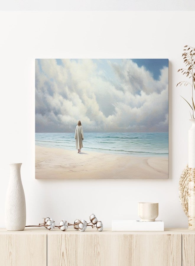 JBER Jesus Canvas Wall Art Pictures of Jesus Canvas Print Posters for Easter, Christian Wall Art Home Decor for Church Prayer Room Living Room Bedroom Office Home Decor 24×16 in Framed - Image 1