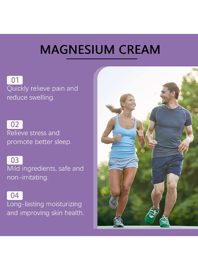 OUHOE Magnesium Cream For Muscle Relief, Sleep Support And Stress Relief, Fast-Absorbing Formula, Skin Friendly, Organic Magnesium Cream For Legs Arms Neck Wrist Thigh, Lavender Magnesium Lotion For Muscle Relaxation & Soothing Anxiety, 60g - Image 5