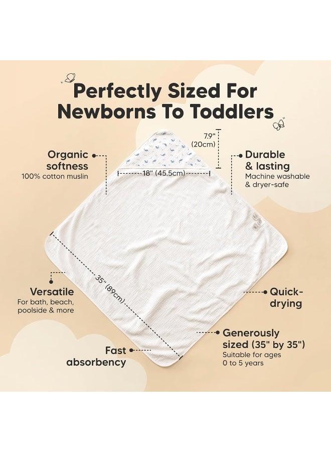 KeaBabies Muslin Baby Bath Towels with Hood - Image 3