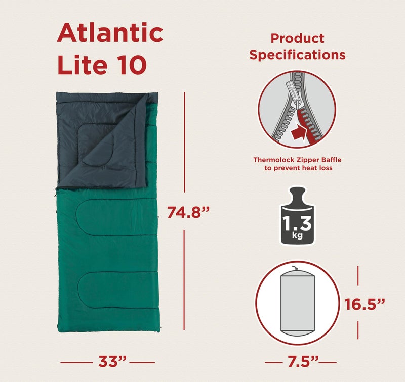 Coleman Polyester Atlantic Sleeping Bag For Adults | -10° C To 8 ° C | Lightweight rectangular sleep bag For Traveling and Outdoors - Image 2