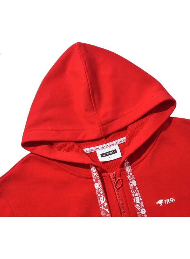 JOY&DOGA "Ceo Same Style" "35711" Dream Series Cultural Shirt Long Sleeve Fleece Hoodie Jacket Red Xl - Image 1