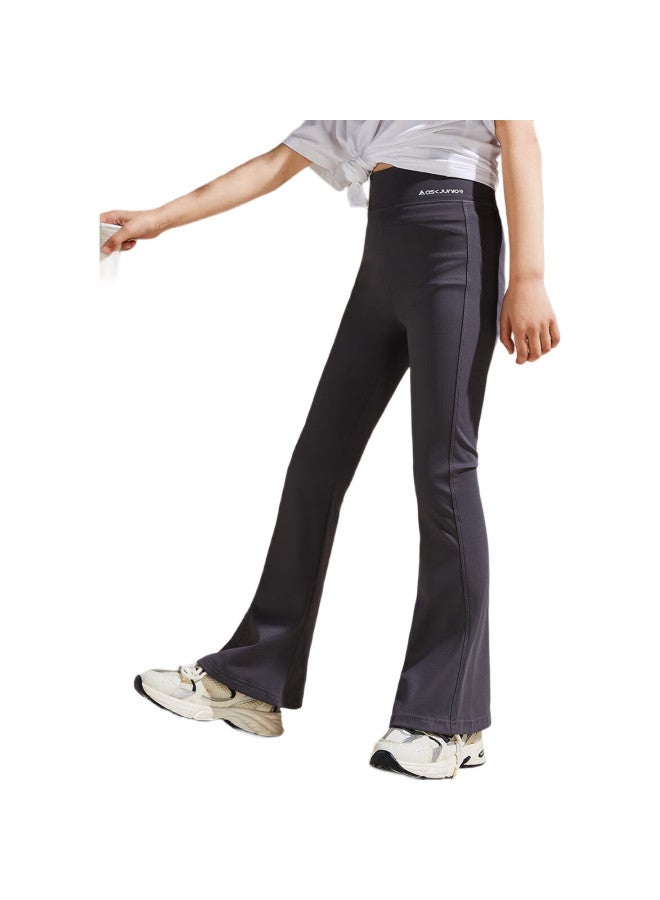 ASK JUNIOR بنطلون يوغا ضيق للفتيات من أسك جونيور، بنطلونات رياضية واسعة، بنطلونات متعددة الاستخدامات للأطفال، رمادي، مقاس 150 - Image 1