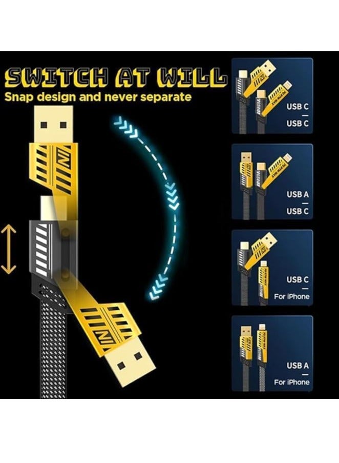 JAJEEK Original Super-Fast Charging Cable | 65W 480 Mbps 4-in-1 USB A/Type C to Type C | 2m Tangle-Free Braided Cable | Multiport for iPhones, iPads, Android Devices - Image 3