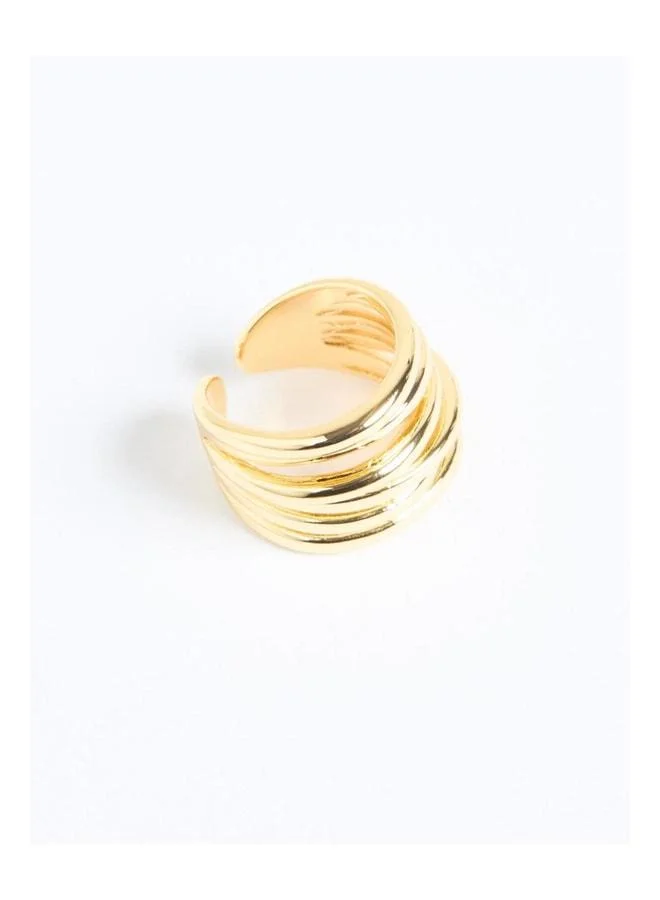 Jimmy Key Gold Colored Spiral Shiny Ring.