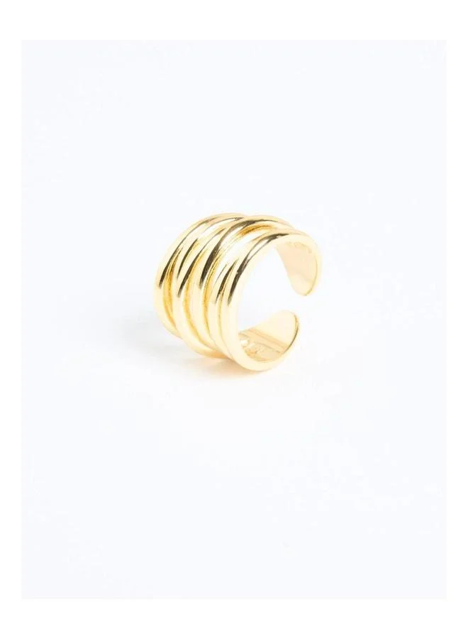 Jimmy Key Gold Colored Spiral Shiny Ring.