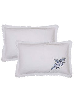 Kuber Industries Kuber Industries Embroided Design 2 Piece Cotton Pillow Cover Set-17"x27" (White) Luxury Pillow Covers - CTKTC40269  - Image 1