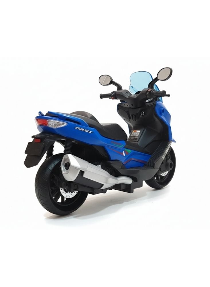 بريميم لعبة دراجة نارية رياضية للأطفال - دراجة نارية كهربائية زرقاء بتصميم مصباح أمامي واقعي - Image 2